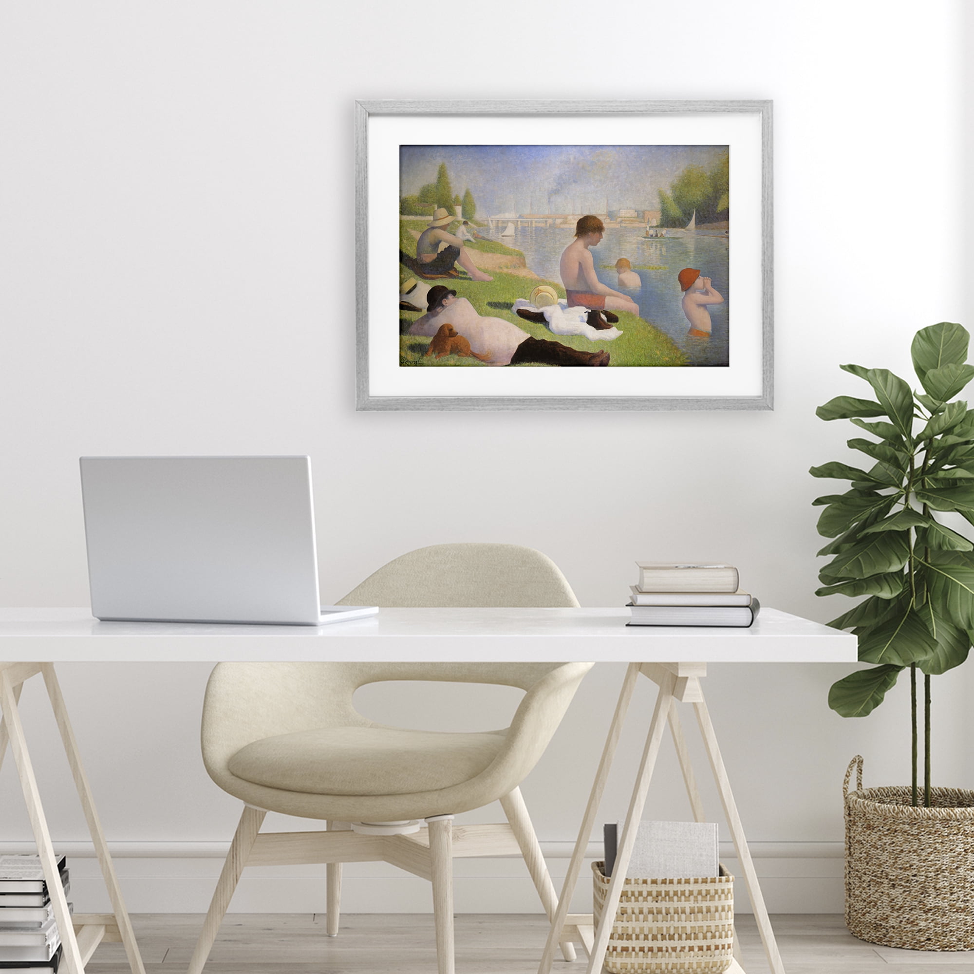 Stupell Industries Afternoon Bathers Georges Seurat Gray Framed Print Under Glass, design by Georges Seurat