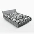 thumbnail image 2 of Ambesonne Gothic Themed Fitted Sheet, Spooky Skull Pattern, Full Size, Charcoal Grey Pale Grey, 2 of 5