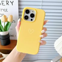 for Silicone iPhone 14 Pro Case Heart Pattern Protective Women Girls Heart with Soft Anti-Scratch Microfiber Lining Shockproof Phone Case for iPhone 14 Pro Yellow