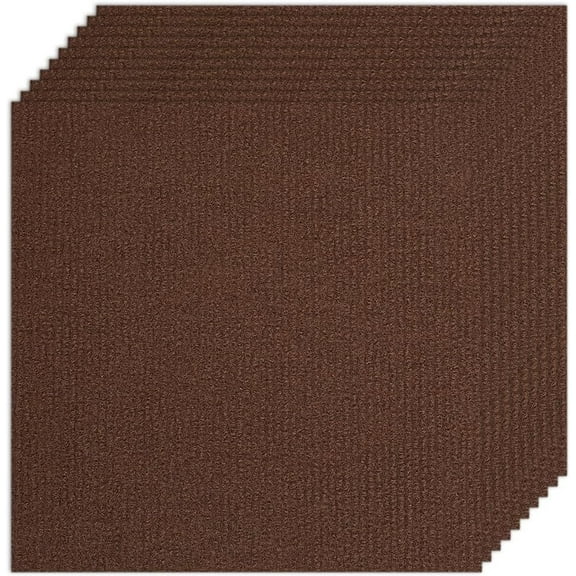 10Pcs Carpet Tiles Peel and Stick 12" x 12" Square Carpet Floor Tile Non-Slip Soft Padded Carpet Tiles Self Adhesion Floor Mat for DIY Flooring Home Pets Living Room Bedroom Coconut Brown