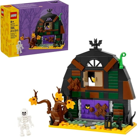 Halloween Barn Building Toy for Kids - Room Decor & Pretend Play Set for Boys & Girls, Ages 9  - Gift for Halloween or Birthdays - Includes Scary Skeleton Minifigure