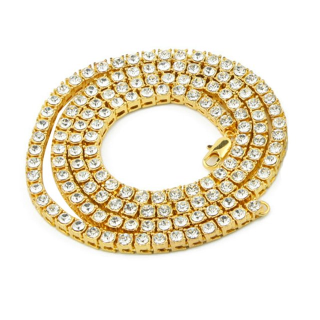 EIMELI Hommes Collier Créatif Hip Pop Simple Rangée Strass Décor Alliage Collier Chaîne Collier