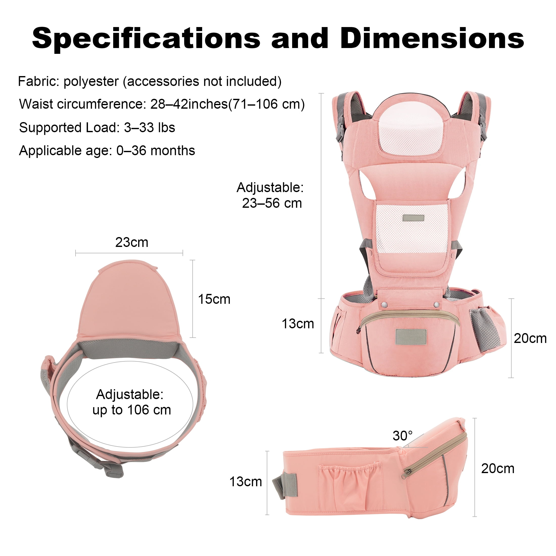 Baby Carrier, Derstuewe Baby Wrap Carrier for Infants with Hip Seat , Adjustable Baby Holder for Dad &Mom-Soft Pink