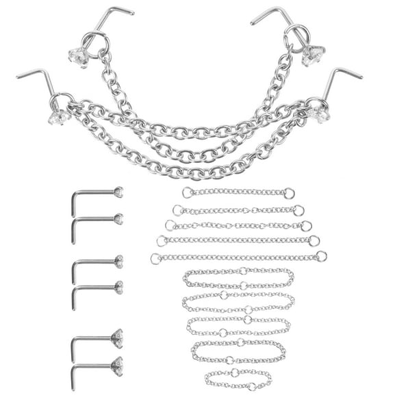 KAKOWELY Chaîne de Nez 1 Ensemble Anneaux de Nez Clou Métal Clous de Nez Chaîne de Nez Bijou de Perçage de Nez pour Femmes 1,97 Pouces X 0,2 Pouces X 0,2 Pouces