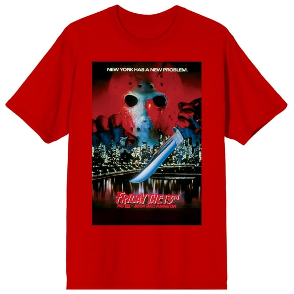 Friday the 13th Jason Voorhees New York City Men's Red Graphic Tee-M