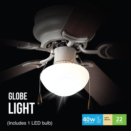 MAINSTAYS 44 INCH HUGGER INDOOR CEILING FAN WITH LIGHT KIT, SATIN NICKEL, 5 BLADES, REVERSE AIRFLOW
