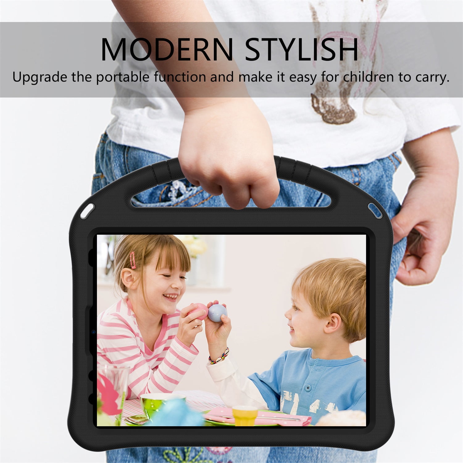 SaniMore Kids Case for iPad 10th Generation 2022, iPad 10.9" 2022 Case with Pencil Holder, Shock Proof Light Weight Convertible Handle Stand Kids Shell Case for Apple iPad 10 2022, Black