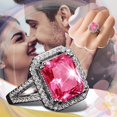thumbnail image 4 of YYKihy Exquisite Pink Diamond Geometric Square Edge Classic Ring Ladies Jewelry Gift, 4 of 9