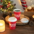 thumbnail image 4 of Restpresso 12 oz Red Christmas Snowflakes Paper Single Wall Coffee Cup - with White Lid - 3 1/2" x 3 1/2" x 4 3/4" - 20 count box, 4 of 11