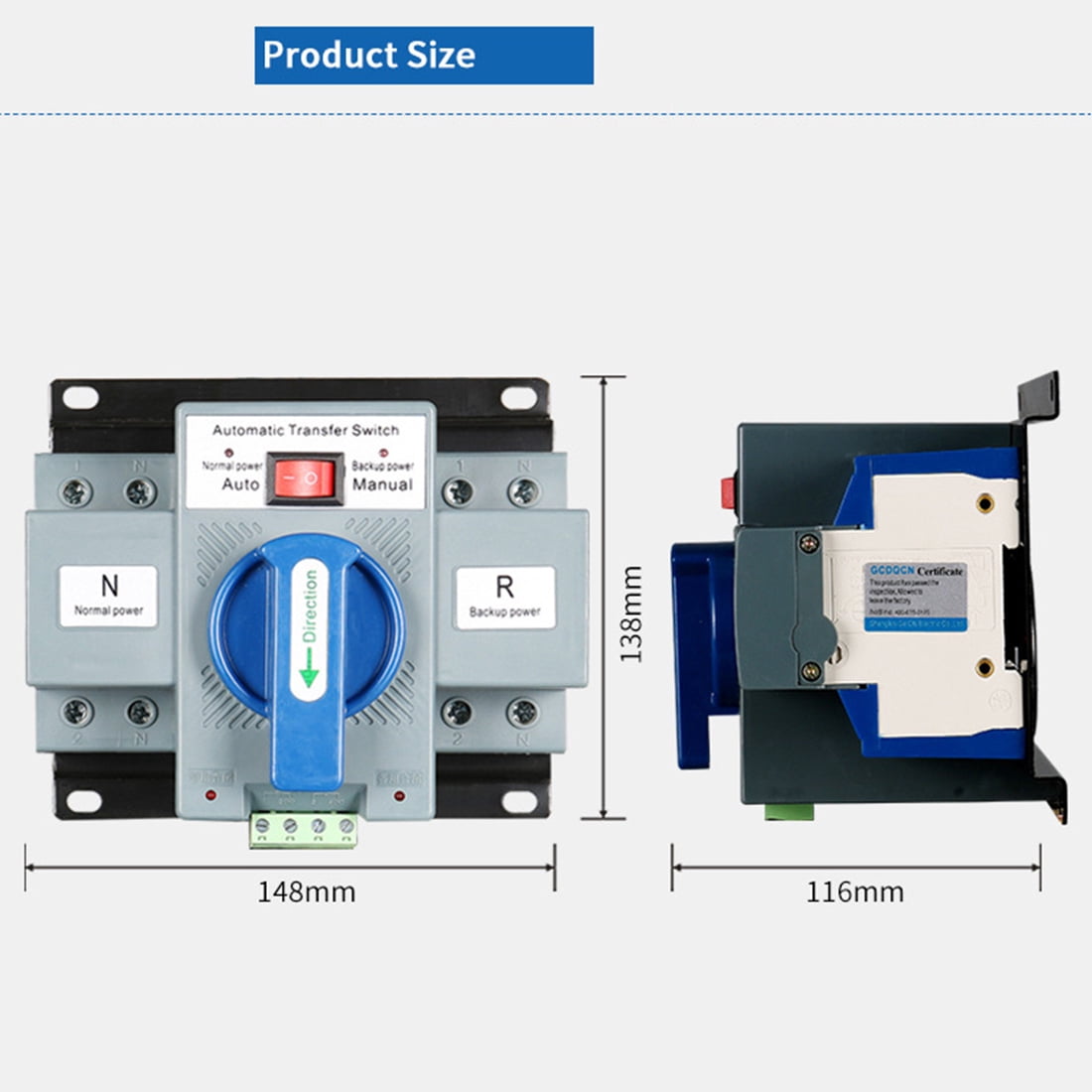 2P 63A 230V MCB Type Dual Power Automatic Transfer Switch ATS Rated Voltage 230V Rated Frequency 50/60Hz,1 x Automatic Transfer Switch,as shown