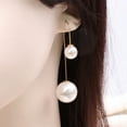 thumbnail image 5 of AYYUFE Earrings U-Shaped Double Sided Faux Pearl Gold Plated Ear Dangle Jewelry for Women Alloy,Faux Pearl Blue, 5 of 8