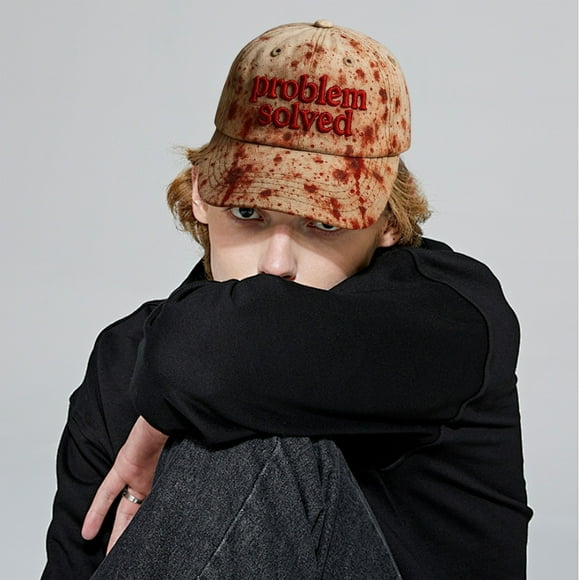 Sombrero informal de Halloween para hombre y mujer con manchas de sangre oscuras. Sombrero con manchas de sangre para resolver problemas.