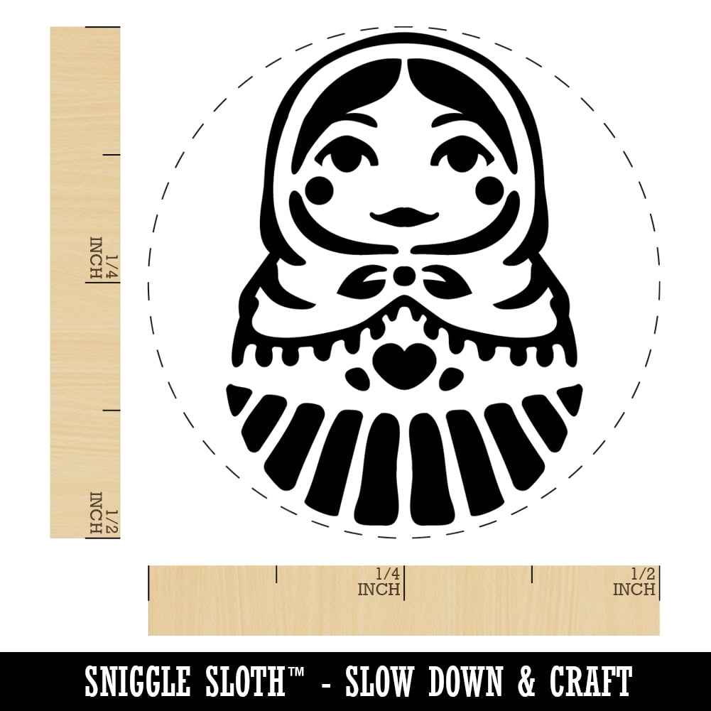 Russian Nesting Doll Matroyshka Babushka Self-Inking Rubber Stamp Ink Stamper - Dry Pad (No Ink) - Mini 1/2 Inch