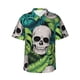 thumbnail image 1 of Fotbe Skull and Palm Leaves Camisa Hawaiana para Hombre Unisex – Camisa Casual de Verano con Botones de Manga Corta de Algodón y Lino,3X-Large, 1 of 7