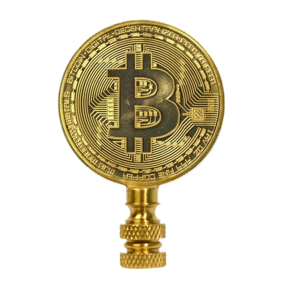 2.75"H Bitcoin Token Icon Polished Brass Finish Lamp Finial