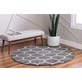thumbnail image 3 of Unique Loom 3151635 Tapis Rond à Treillis Arrondi 3 x 3 Pi, Gris Foncé, 3 of 5