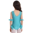thumbnail image 2 of iEFiEL Kids Girls Halloween Showman Costume Sleeveless Mesh Splice V Back Leotard Lake Green 14, 2 of 7