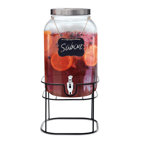 Dispensador de Bebidas Vintage VITTORI Vitrolero de Agua de Vidrio con Tapa 5 Litros