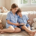 thumbnail image 6 of Nibbcoa Summer Family Matching Pajamas Solid Color  Sleeves Shirt and Elastic Shorts Loungewear, 6 of 8