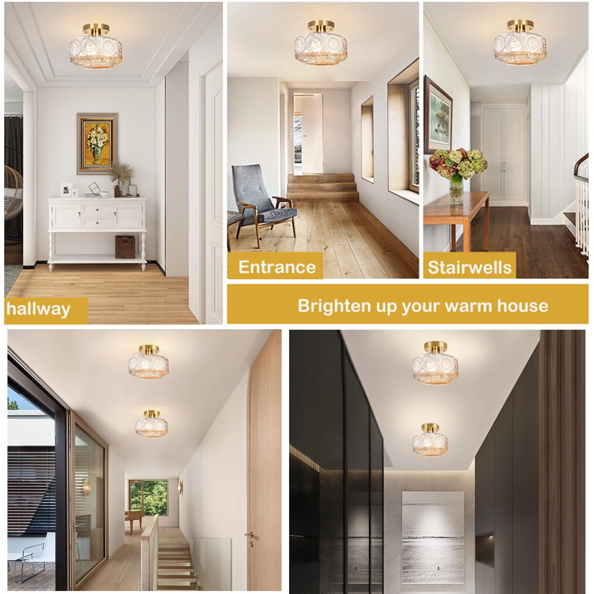 Semi Flush Mount Ceiling Light,Globe Glass Ceiling Light,Vintage Small Hallway Light Fixture,Amer Glass Lighting Fixture for Bedroom Bathroom Entryway Kitchen