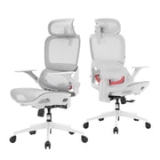Sihoo B100 Ergonomic Office Chair, Task Chair with Dual Back Support, 2D Wide Headrest for Teenager, Mesh High Back Executive Chair for Home Office, White