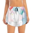 thumbnail image 2 of Vsdgher Cute Elephant Print Women's Running Double Layer Shorts High Waisted with Pockets Elastic Yoga Workout Athletic Gym Sports, 2 of 8