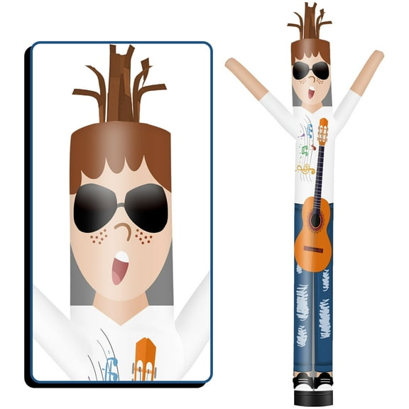Guitarist Inflatable Tube Man Wacky Wavy Dancing Guy for Outdoor Decoration Advertising Business Promotion (Blower Not Included)