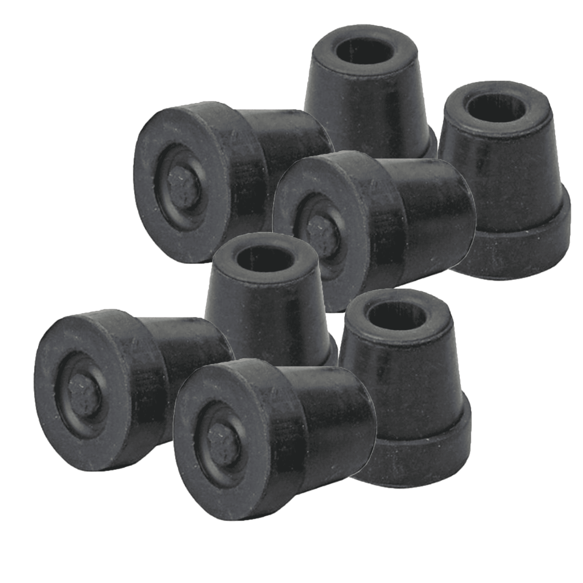 Sky Med 1/2" Shaft Small Base Quad Cane Replacement Rubber Tip Black 8 Counts