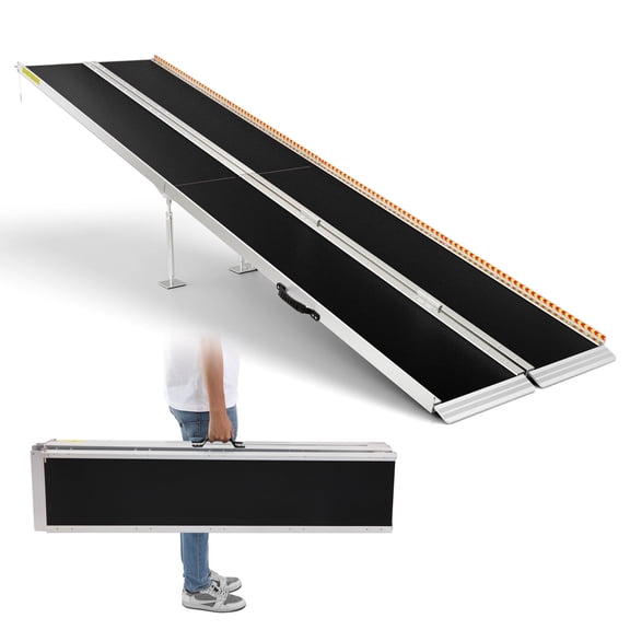 10FT Portable Wheelchair Ramp, 800 LBS Capacity Folding Aluminum Threshold Ramp, Anti-Slip Heavy Duty Mobility Ramp for Home Steps, Doorways, Stairs, Handicap Access