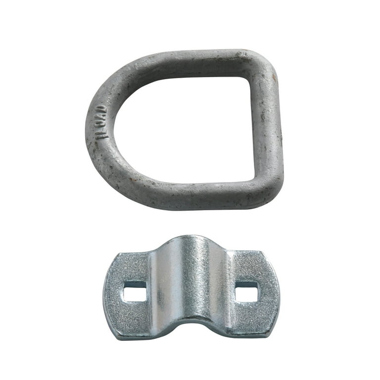 FOUR 1/2 D Ring Tie-Down Anchors with Bolt-on Clip, Secure Cargo Tiedowns  with Heavy Duty Silver Steel D-Rings 