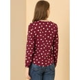 thumbnail image 3 of Unique Bargains Women's Ruffle Neck Long Sleeve Polka Dots Blouse Shirt, 3 of 6