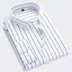 thumbnail image 1 of Camisa clásica a rayas para hombre, con bolsillo en el pecho y rayas verticales, de otoño, de manga larga, formal, azul, para negocios, de gran tamaño., 1 of 5