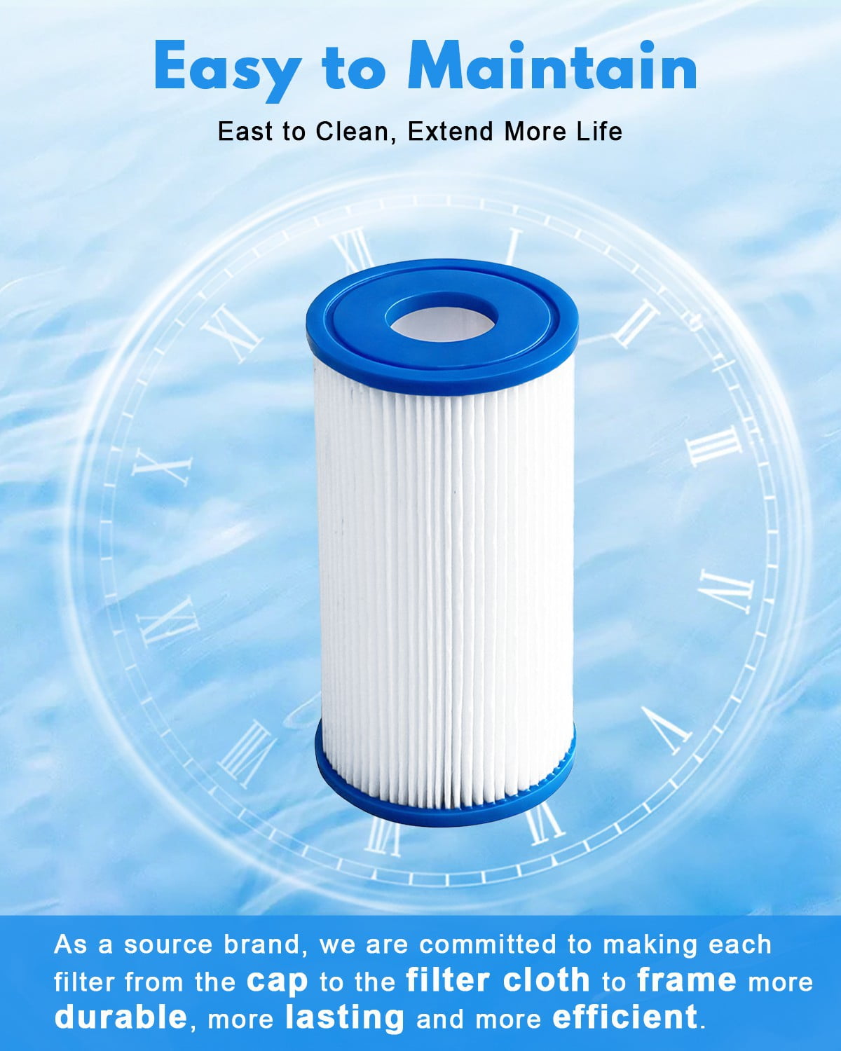 DAYEAR Ice Bath Filter 5" x 2.5" (16 Pack) Cold Plunge Filter 20 Micron Pleated Sediment filtrage Replacement for Ice Bath Tub Hot Tub