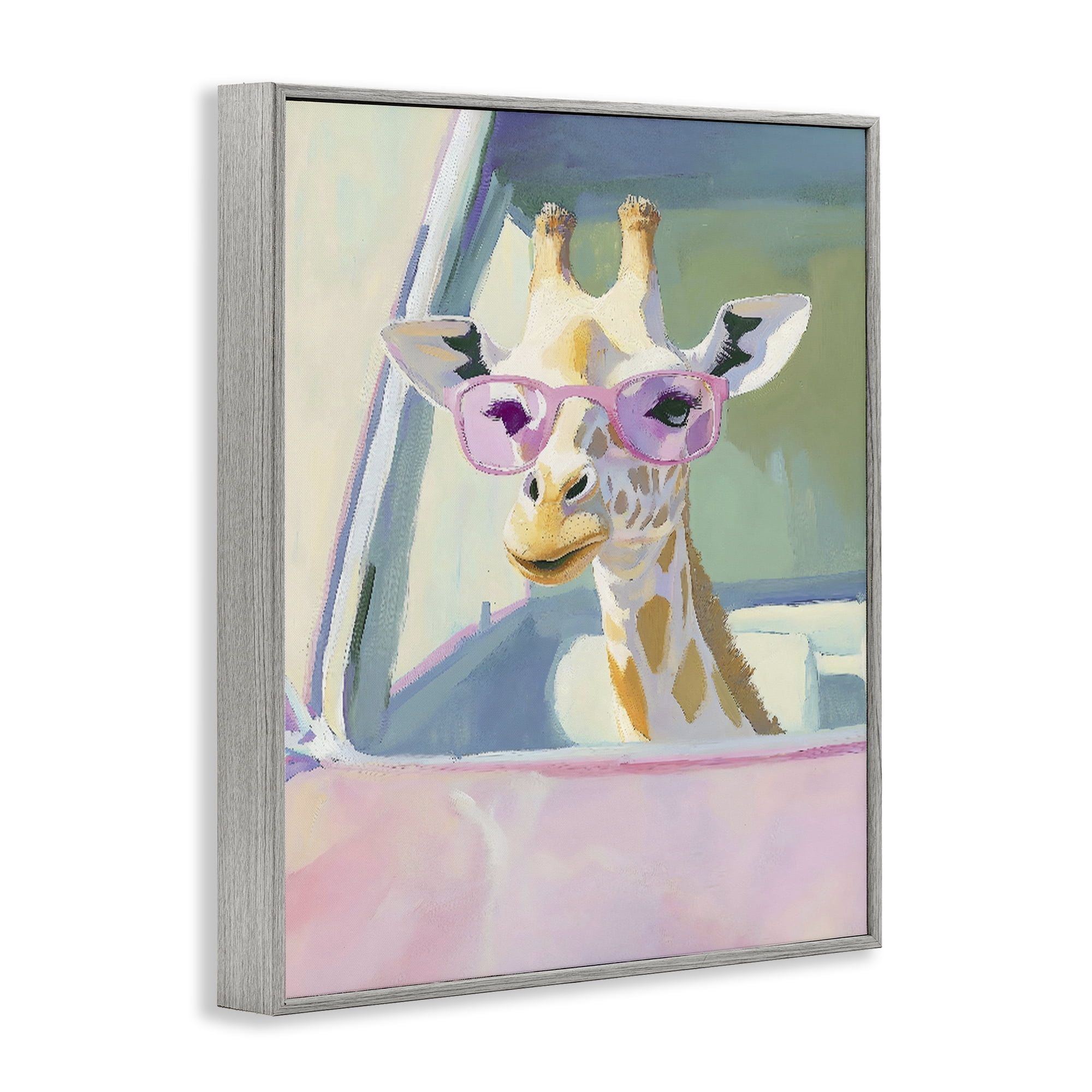 Stupell Industries Giraffe Car Ride Gray Framed Giclee Art, design by The Prints Vibe