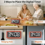 VOCOO Large Display Digital Timer ,Magnetic & Hanging, Countdown/Count Up, 3-Level Brightness, Loud Alarm, for Cooking, Teaching, Workout