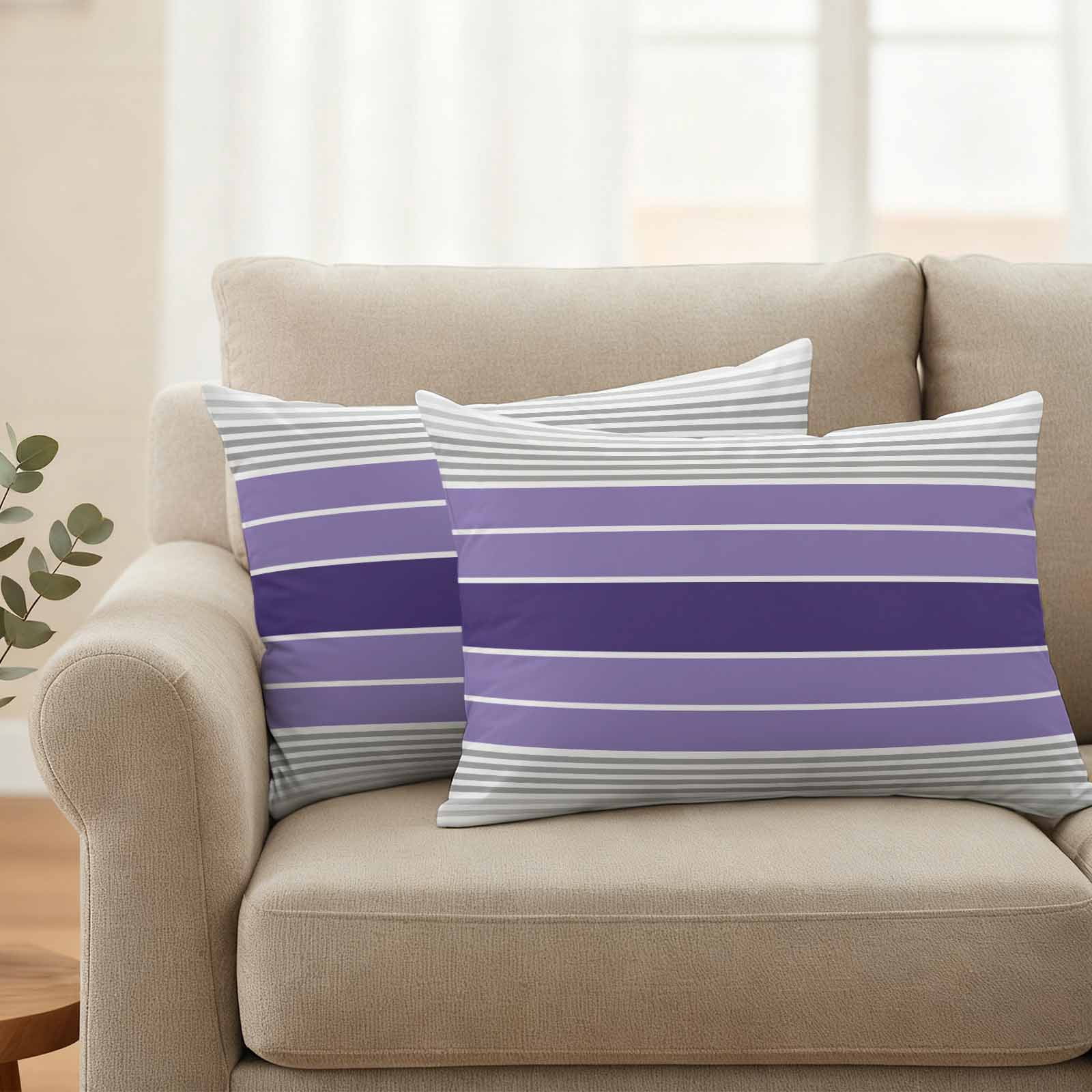Purple Ombre Stripes Outdoor Waterproof Pillow Covers, Minimalist Gradient Lines Texture Decorative Rectangle Throw Pillowcase Sofa Cushion Sham for Patio/Couch/Chair, 20"x12" 2 Pack
