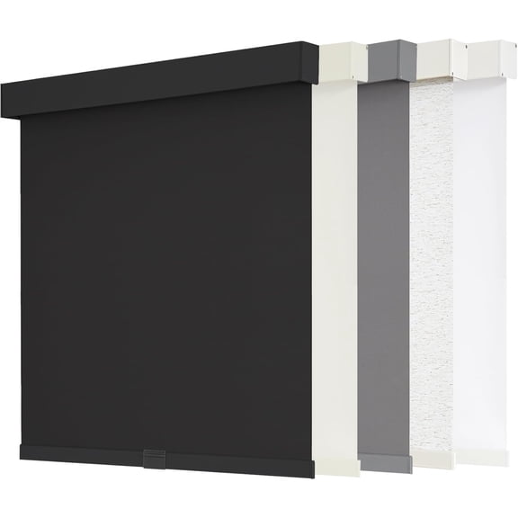 Blackout Roller Shades Cordless Blinds for Windows, Free-Stop Shades with Valance, Thermal Insulated Fabric, UV Protection, Natural Woven Blinds for Home and Office (49" W x 72" H, Black)