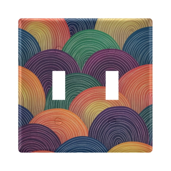 Rainbow Colored Waves Light Switch Cover Electrical Outlet Cover Replaceable Wall Plates 2-Gang