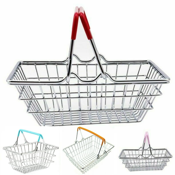 Miodk Children Miniature Metal Supermarket Shopping Basket Pretend Role
