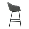 thumbnail image 3 of Armen Living Indoor Corbin 26" Counter Height Swivel Onyx Faux Leather and American Gray Wood Bar Stool, 3 of 6