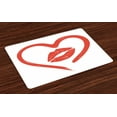 thumbnail image 1 of Ambesonne Kiss Place Mats Set of 4, Romance Passion Lipstick, Standard Size, White and Vermilion, 1 of 4
