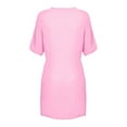 thumbnail image 3 of Camisa de gasa lisa holgada de manga corta y cuello redondo profundo para mujer, ideal para combinar con vaqueros o faldas, tallas S-XXL, 3 of 7