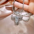thumbnail image 2 of Bull Head Cubic Zircon 925 Silver Necklace Pendant Luxury Women Party Gift, 2 of 6