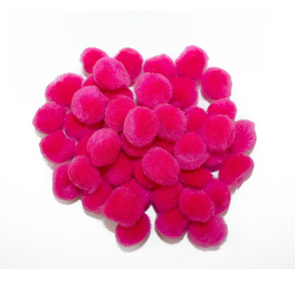 0.5 inch Hot Pink Tiny Craft Pom Poms 100 Pieces