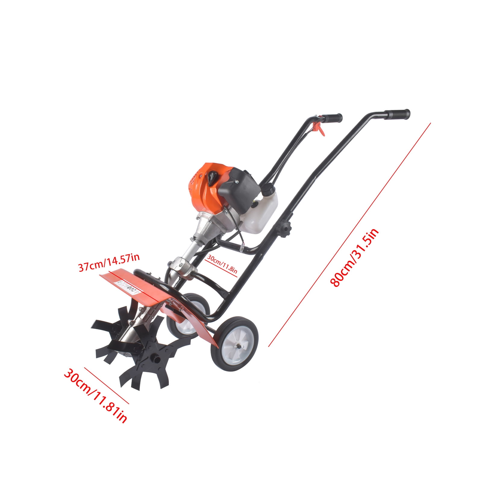 NOBOLEA 52CC 2-Stroke Gas Powered Garden Tiller Cultivator, 17.17" Tilling Width & 3.9" Depth, 4 Steel Tines Gas Tiller for Yard, Garden, Lawn Soil Cultivation