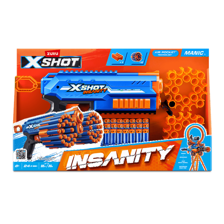 X-Shot Insanity Manic Plastic Dart Blaster with Air Pocket