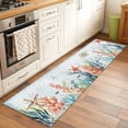 thumbnail image 3 of Summer Coastal Washable Runner Rugs 2'x6', Ocean Coral Seaweed Low Pile Throw Entryway Rug Non-Slip Sturdy Edge Binding Carpet for Indoor Bedside Entrance Bedside, 3 of 9