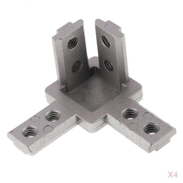 4 Pcs 3-Way 90 Deg Interior Connector Bracket for Aluminum Extrusion Profile 