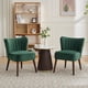 thumbnail image 4 of Silla de salón moderna sin brazos, tapizada en terciopelo verde, estilo mid-century, patas de madera ajustables, asiento acolchado, adecuada para dormitorio, cocina y oficina. Color: Verde., 4 of 7