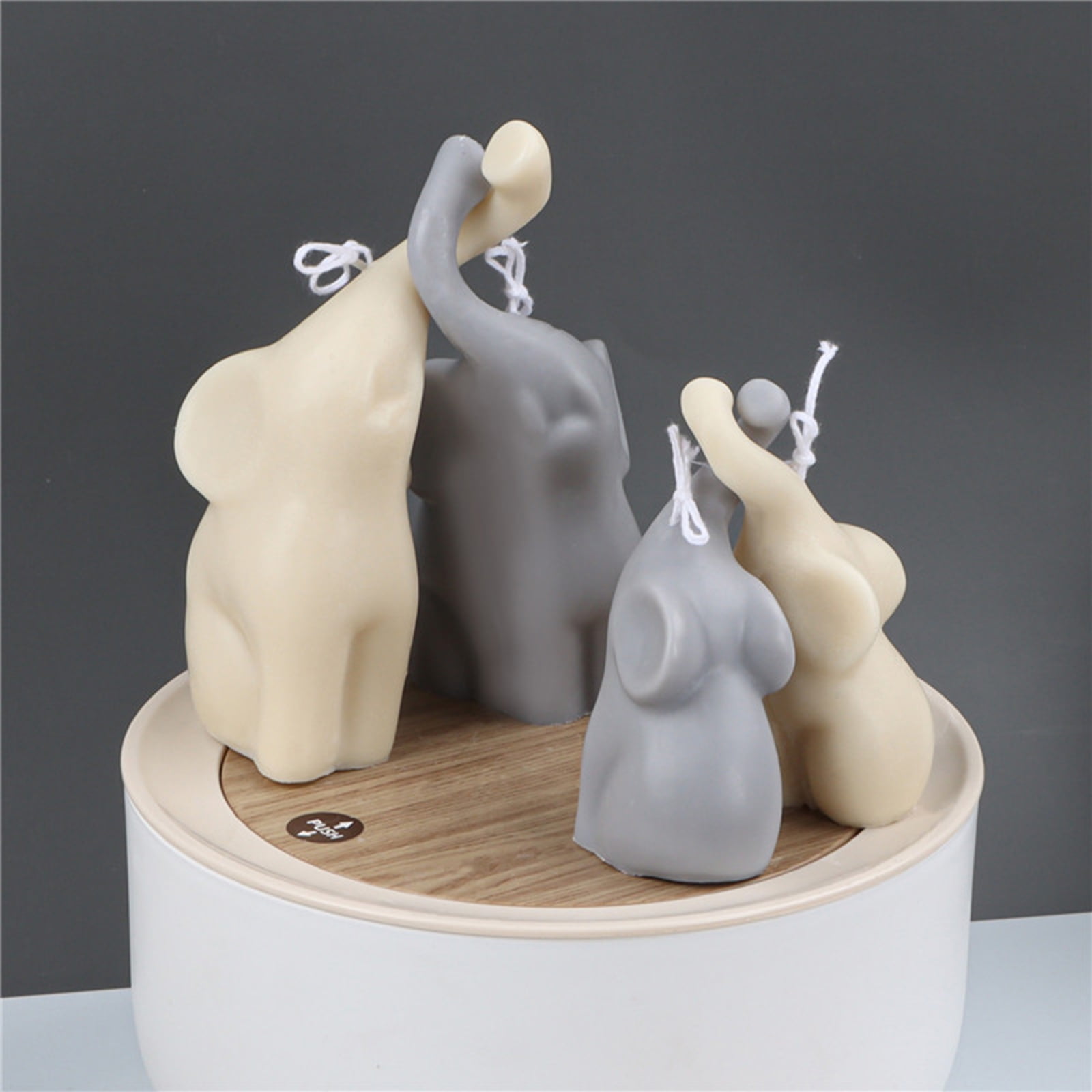 WINDLAND 2 Pcs Couple Long-nosed Elephant Silicone Candle Mold Plaster Ornaments